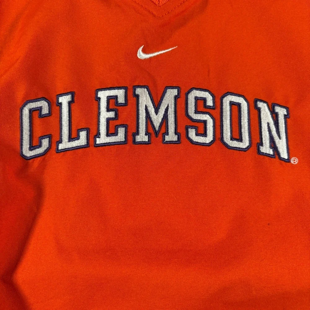 Vintage Nike Windbreaker Kids Medium Orange Clemson Tiger V-Neck Pullover Jacket